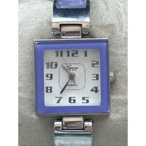 Geneva Purple And Silver Tone Women’s Cuff Watch